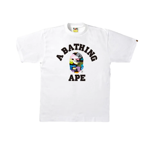 A Bathing Ape Multi Camo College Tee - White/Multicolor Bape