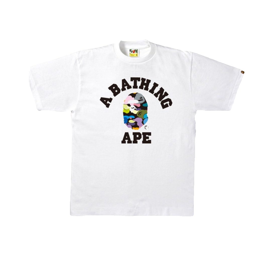 A Bathing Ape Multi Camo College Tee White Multicolor Grails SF