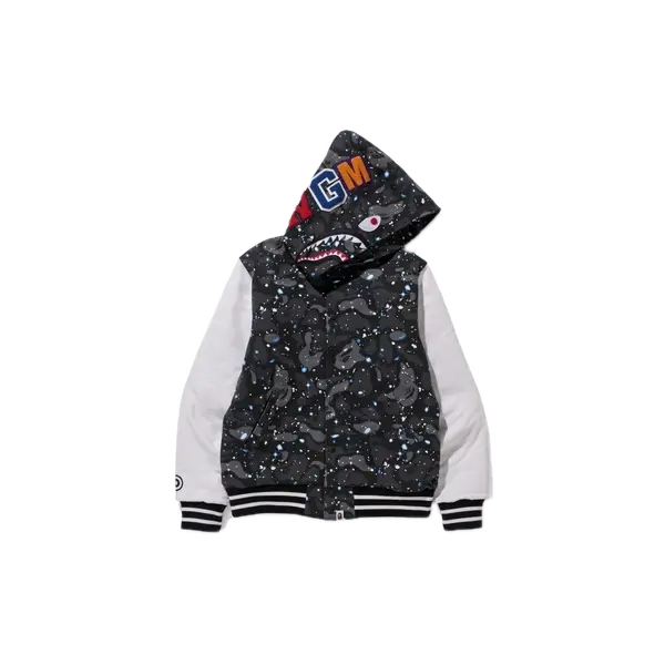 A Bathing Ape Space Camo Varsity Jacket - Black - Used Bape