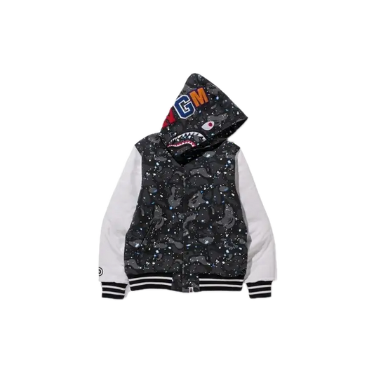 A Bathing Ape Space Camo Varsity Jacket - Black - Used Bape