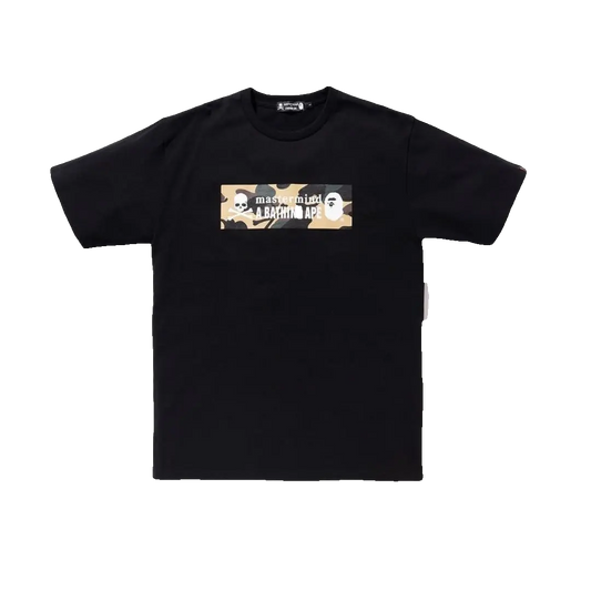 A Bathing Ape x Mastermind Japan Camo Logo Tee - Black/Yellow Camo Bape