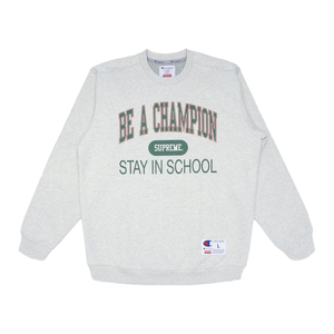 Supreme Champion Stay In School Crewneck Ash Grey Grails SF