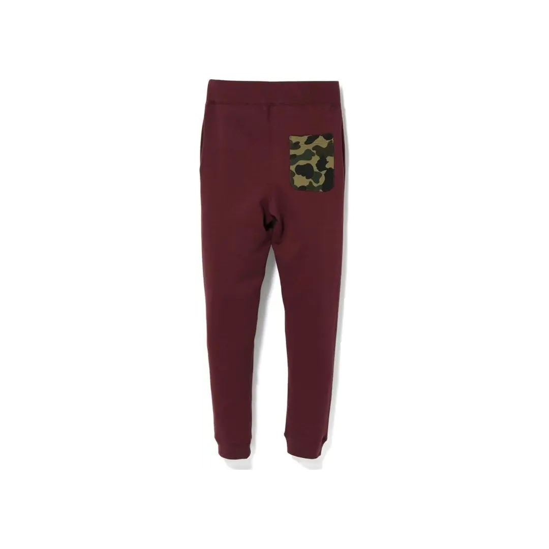 Bape Shark Slim Sweat Pants - Burgundy/Green Bape