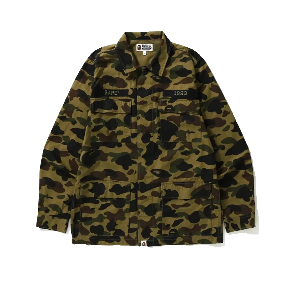 Bape 1st Camo Ats Military Shirt - Green Camo - Used Bape