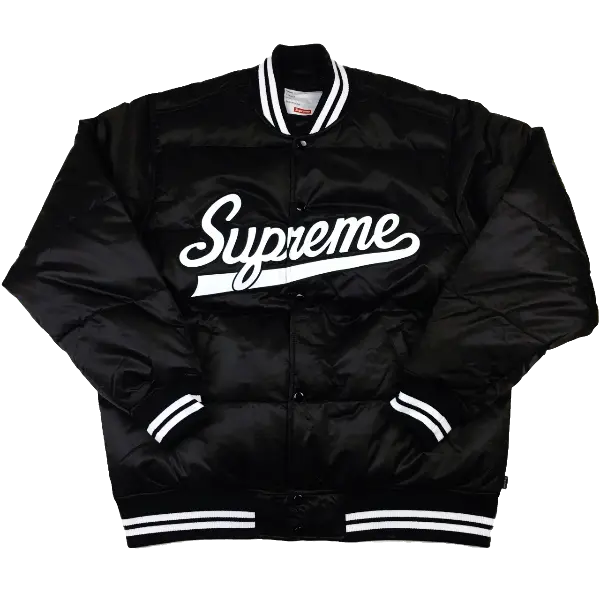 Supreme Script Varsity Puffy Jacket - Black - Used Supreme