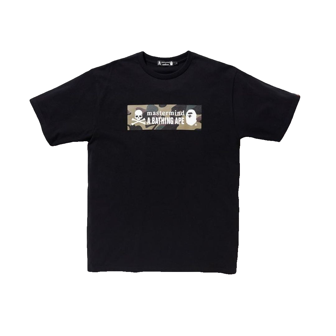Bape x Mastermind Japan Camo Logo Tee - Black/Green Camo - Used Bape