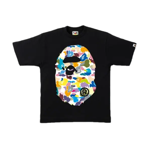 A Bathing Ape Multi Camo Big Ape Head Tee - Black Bape