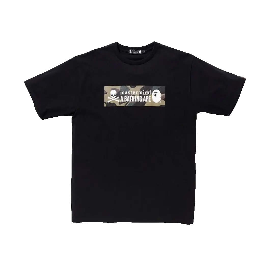 Bape x Mastermind Japan Camo Logo Tee - Black/Green Camo Bape