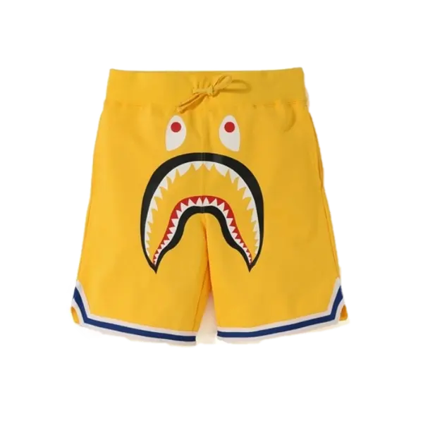 A Bathing Ape Shark Basketball Sweat Shorts - Yellow Bape
