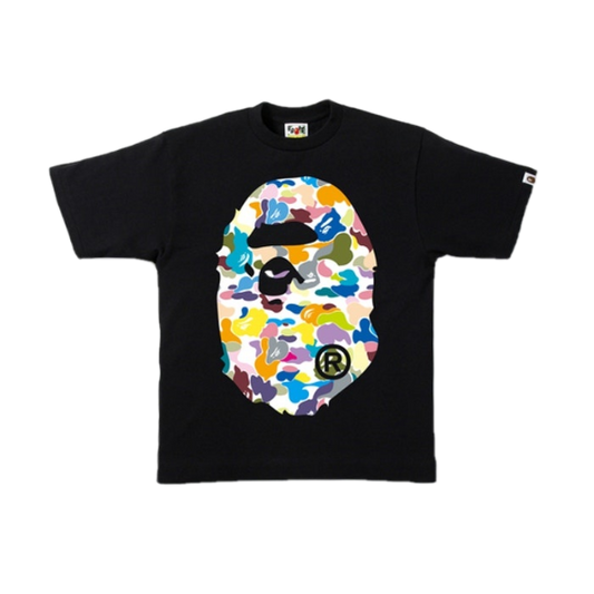 A Bathing Ape Multi Camo Big Ape Head Tee - Black - Used Bape