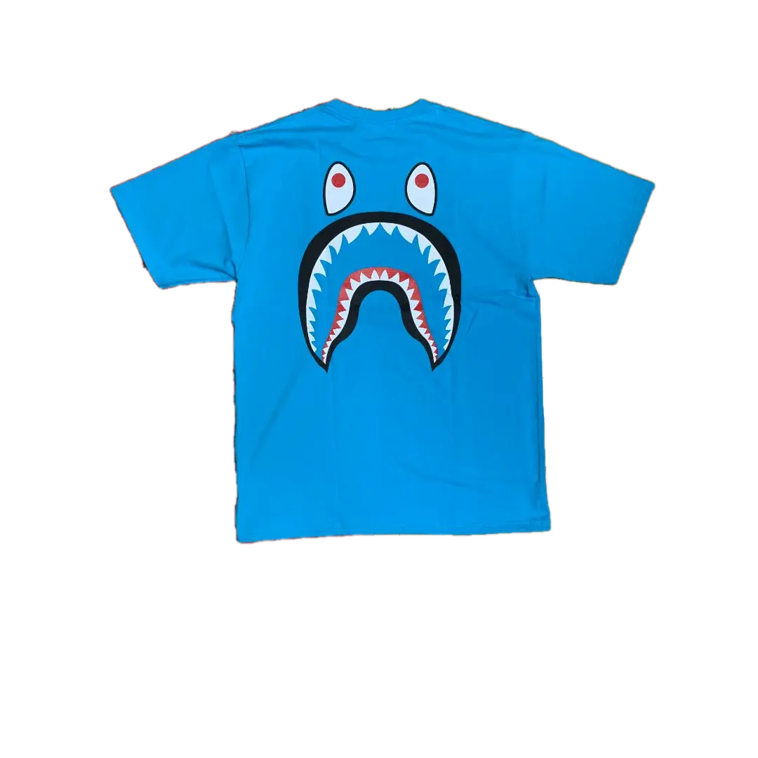 A Bathing Ape WGM Shark Face Tee - Light Blue Bape
