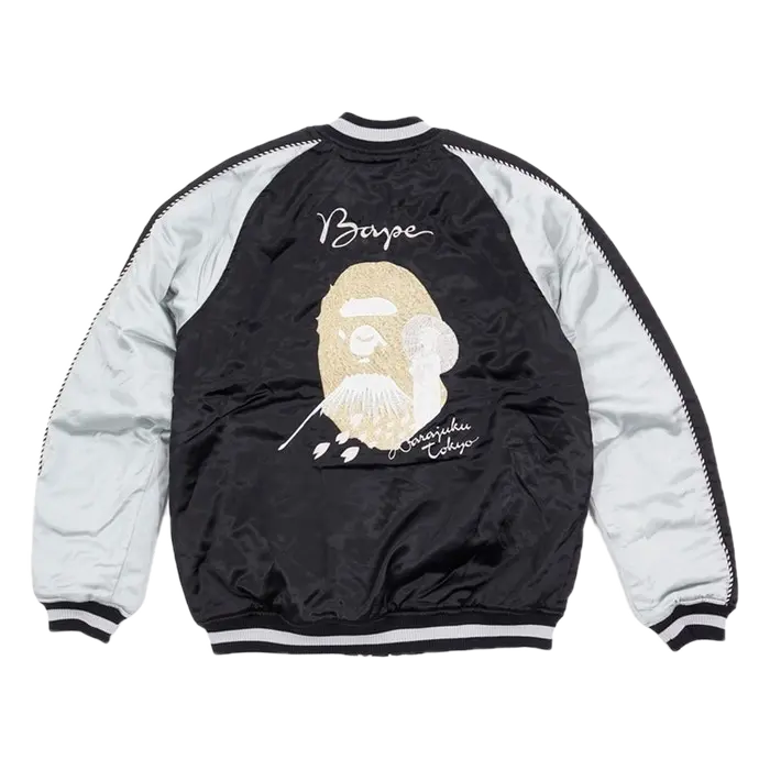 A Bathing Ape Mt. Fuji Apehead Souvenir Suka Jacket - Black - Used Bape
