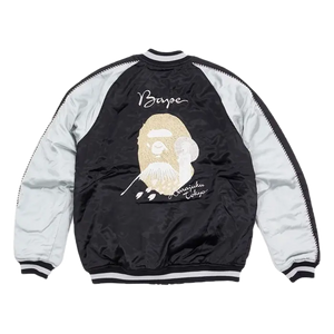 A Bathing Ape Mt. Fuji Apehead Souvenir Suka Jacket - Black - Used Bape