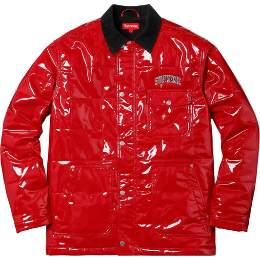 Supreme Quilted Patent Vinyl Work Jacket - Red Supreme