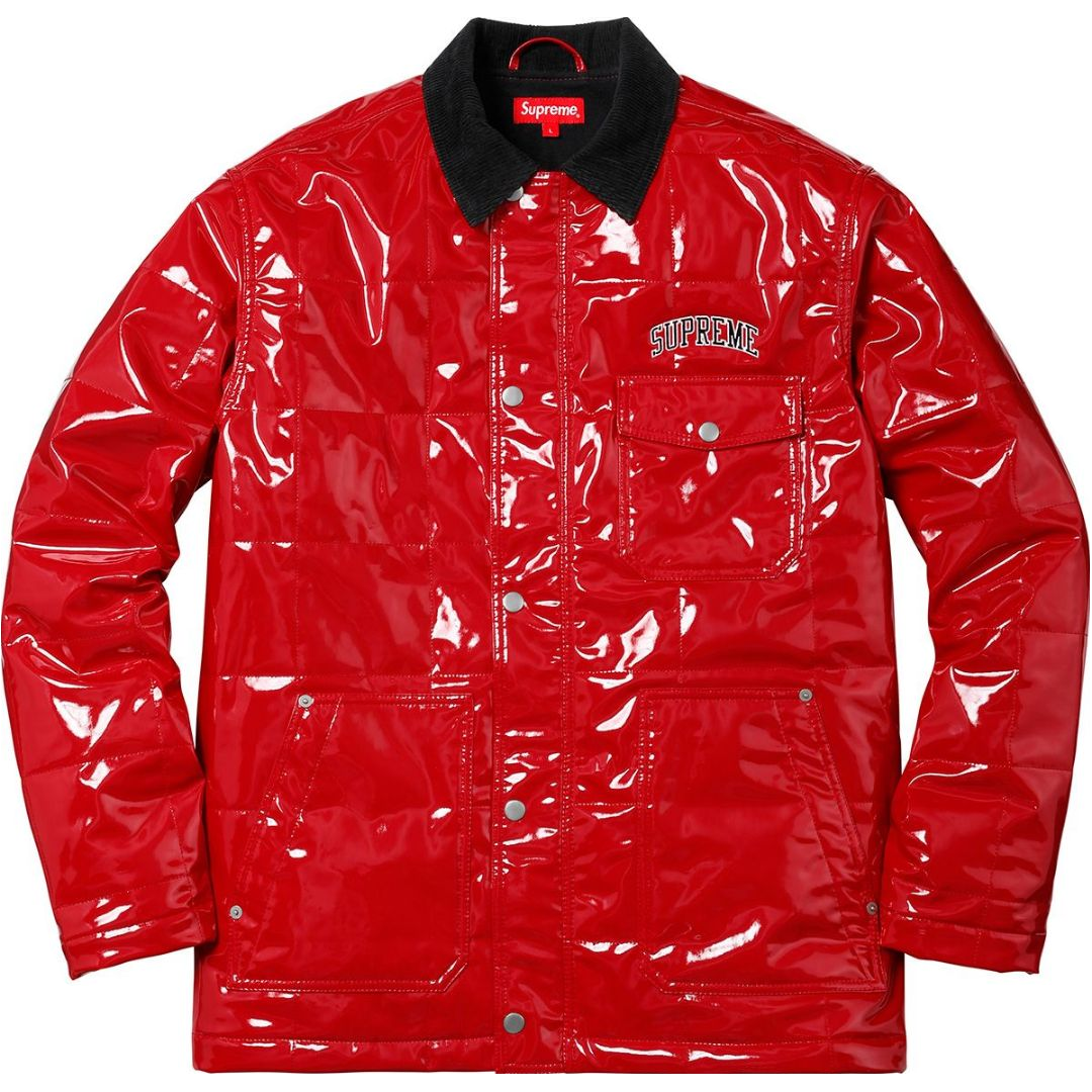Supreme Quilted Patent Vinyl Work Jacket - Red