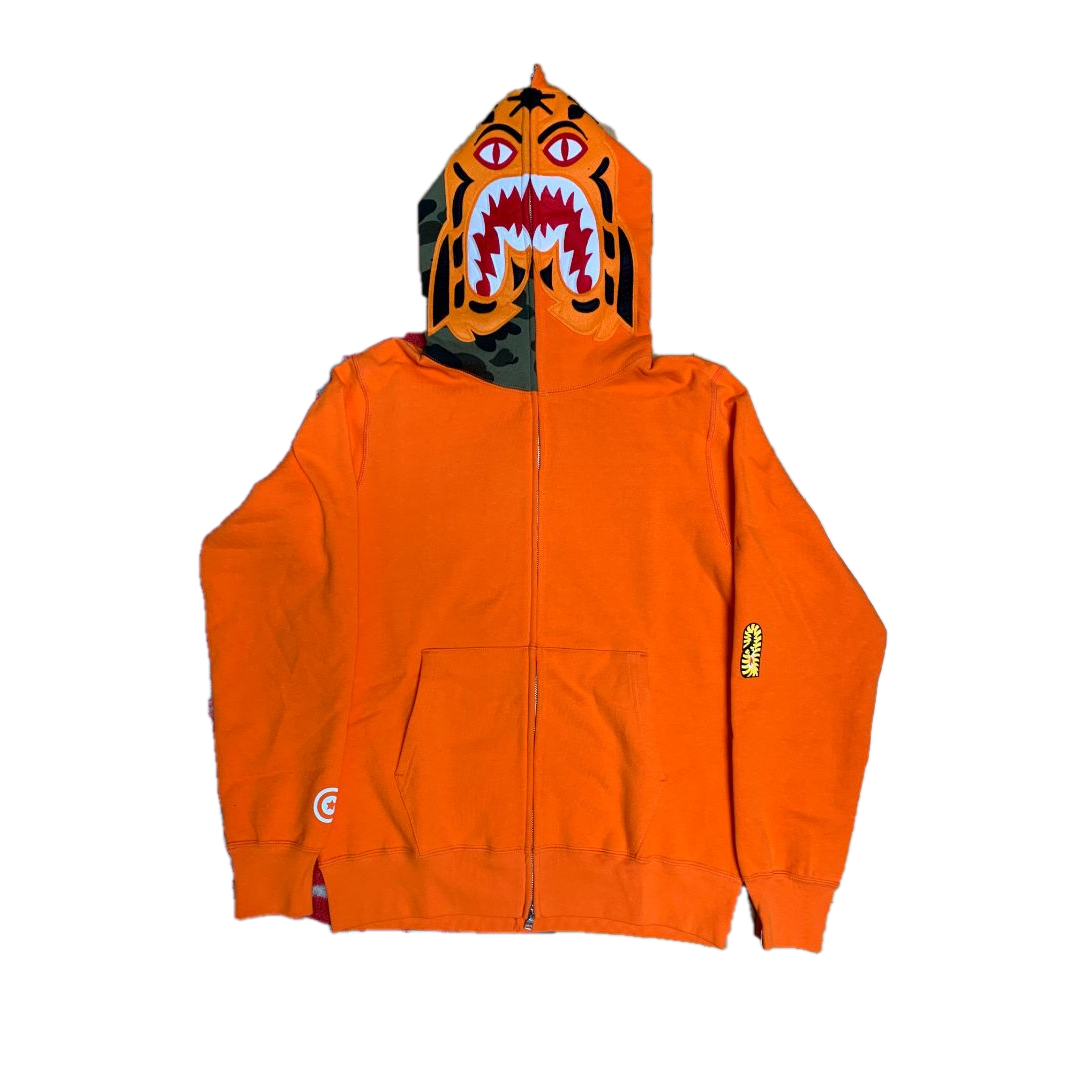 A Bathing Ape Funthera Militia Tiger Zip Up Hoodie - Orange