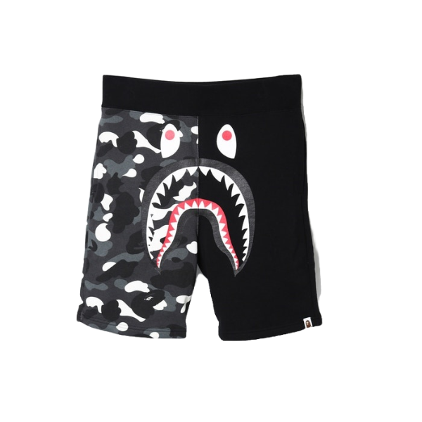 A Bathing Ape City Camo Shark Sweat Shorts - Black - Used