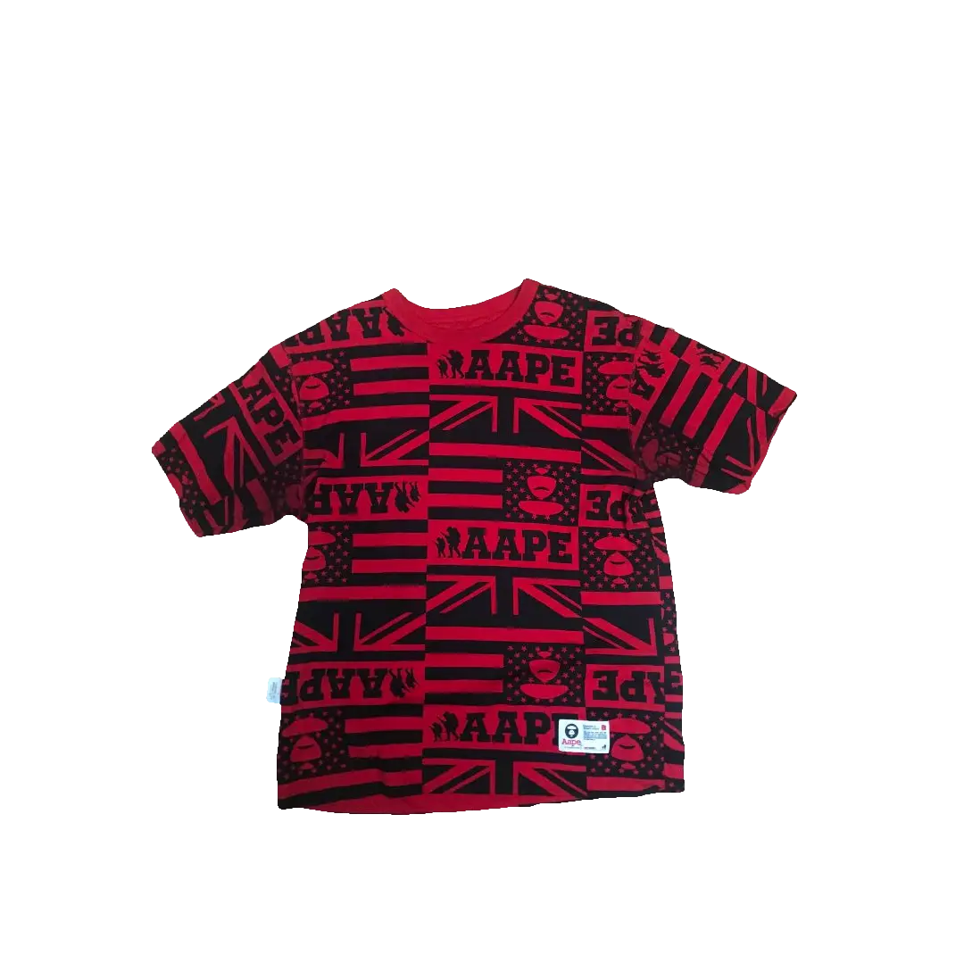 Bape X-Bone Moonface Reversible Tee - Red Bape
