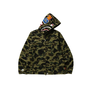 A Bathing Ape Windstopper 1st Camo Shark Hooded Jacket - Green Camo