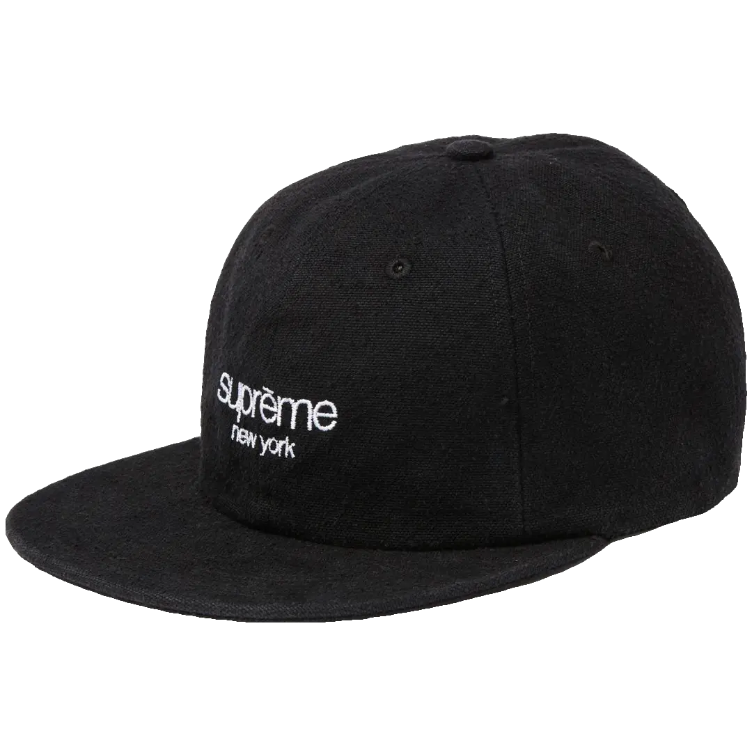 Supreme Napped Canvas Classic Logo 6-Panel - Black Supreme
