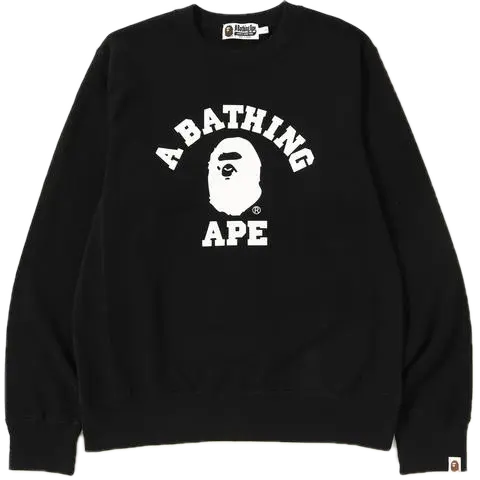 A Bathing Ape College Crewneck - Black/White Bape