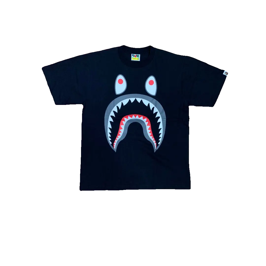A Bathing Ape Shark PONR Tee - Black Bape