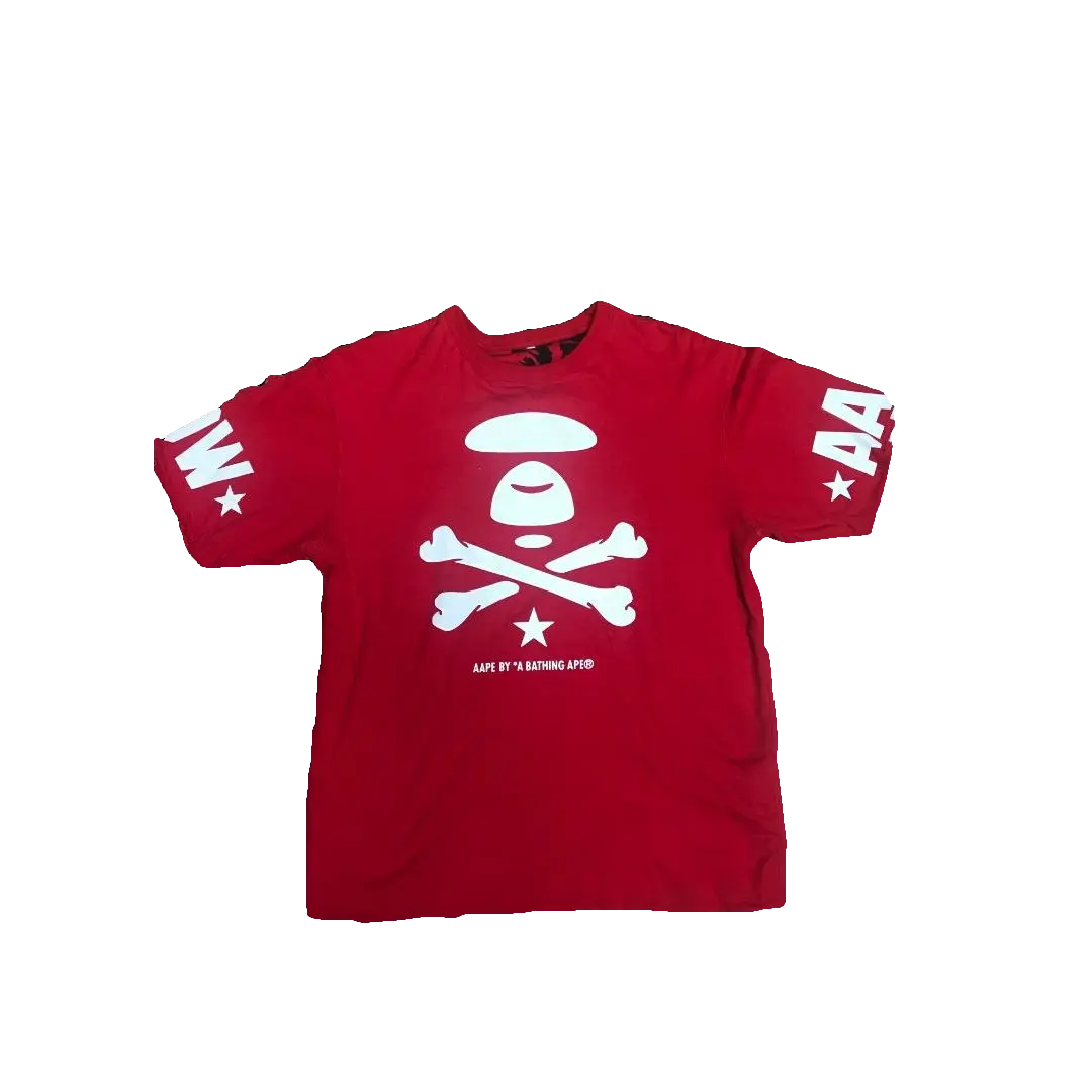 Bape X-Bone Moonface Reversible Tee - Red Bape