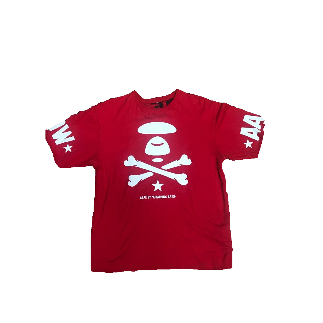 Bape X-Bone Moonface Reversible Tee - Red - Used