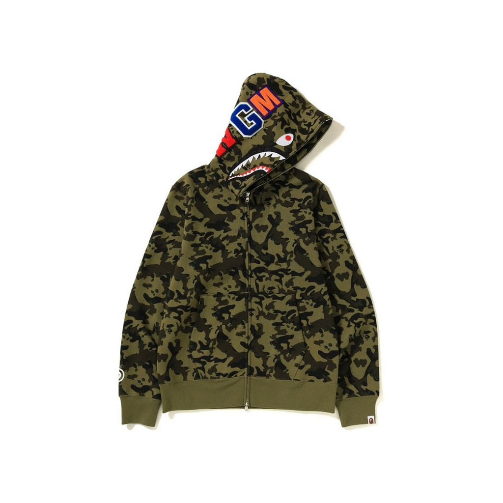 A Bathing Ape Desert Camo Shark Full ZIp Hooodie - Green