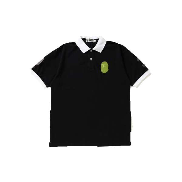 A Bathing Ape Large Ape Head Wide Polo Tee - Black