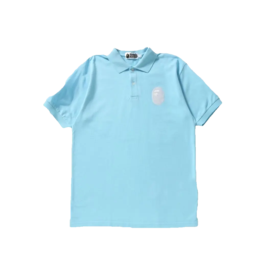 A Bathing Ape Large Ape Head Polo Tee - Light Blue Bape