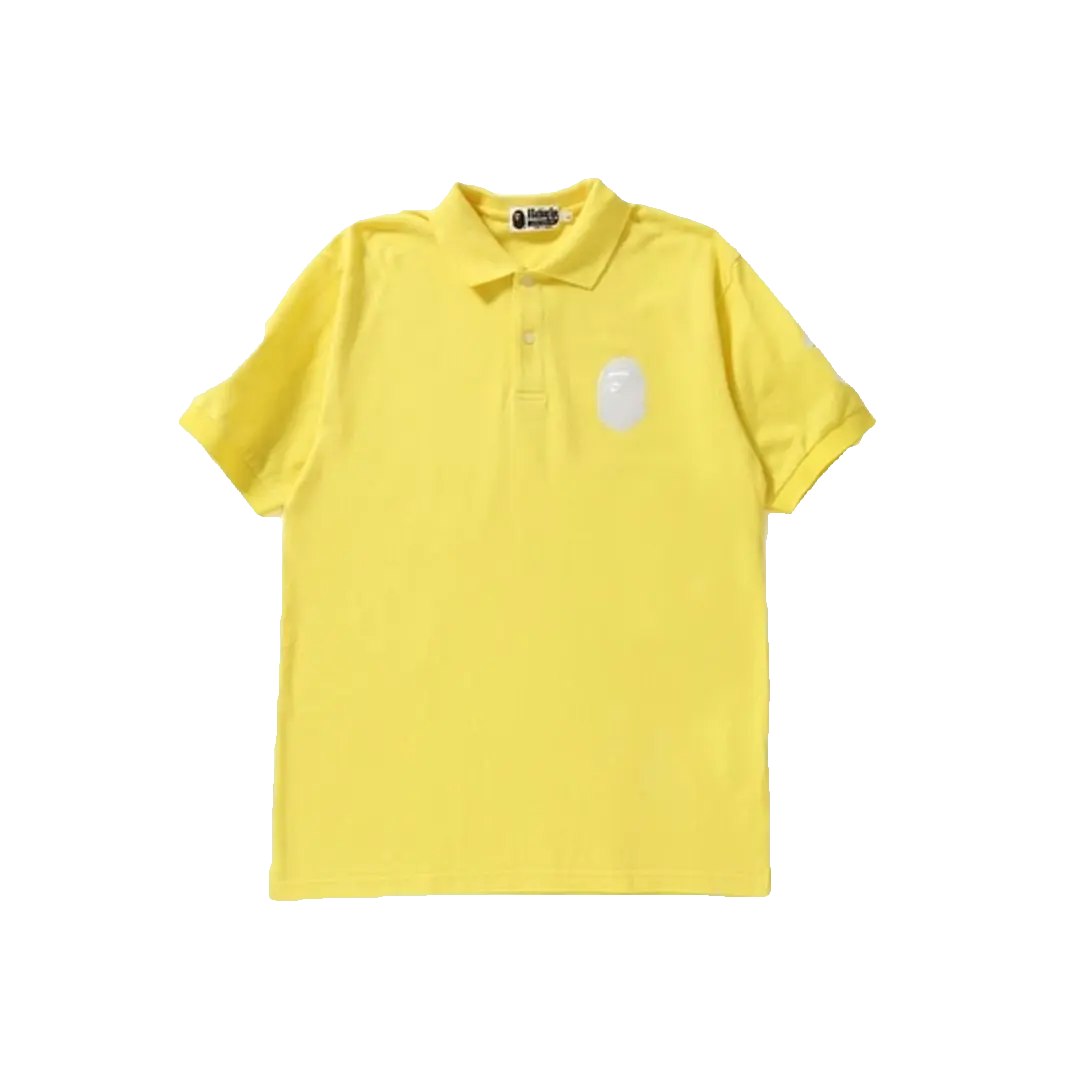 A Bathing Ape Large Ape Head Polo Tee - Yellow Bape