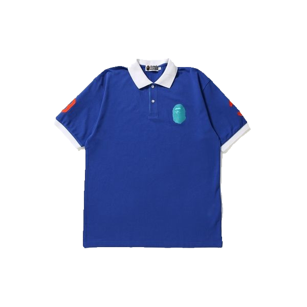 A Bathing Ape Large Ape Head Wide Polo Tee - Blue