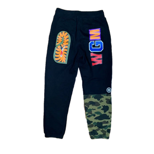 Bape Shark Slim Sweat Pant - Black/Green Camo Right Leg Bape