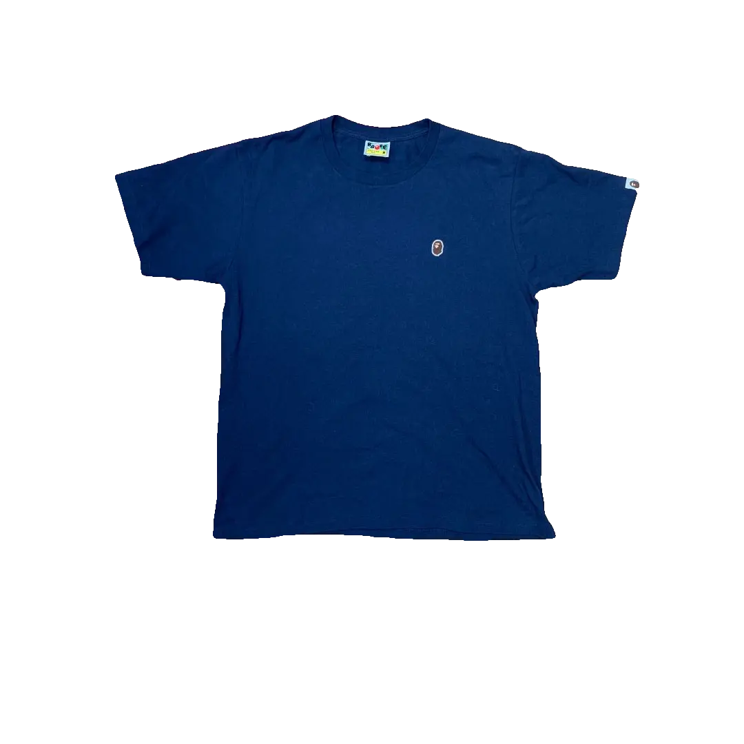 A Bathing Ape Small Ape Logo Tee - Navy Bape