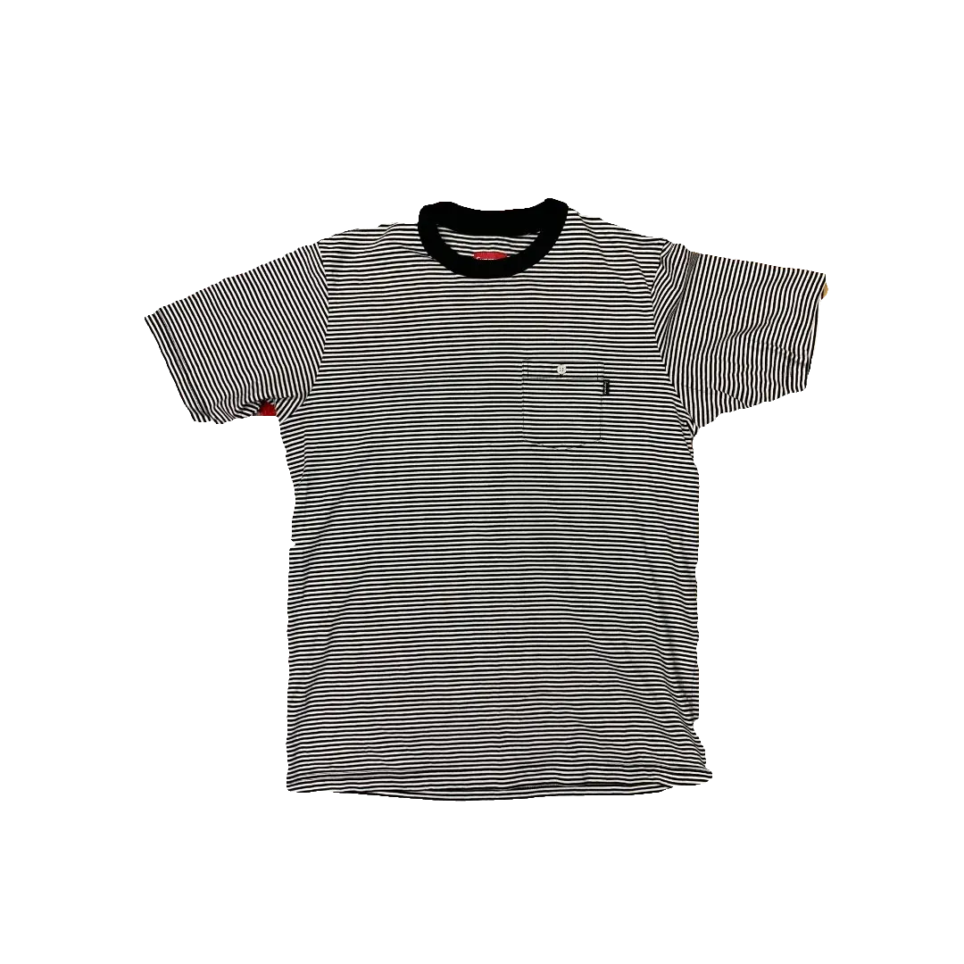 Supreme Thin Striped Pocket Tee - Black - Used Supreme
