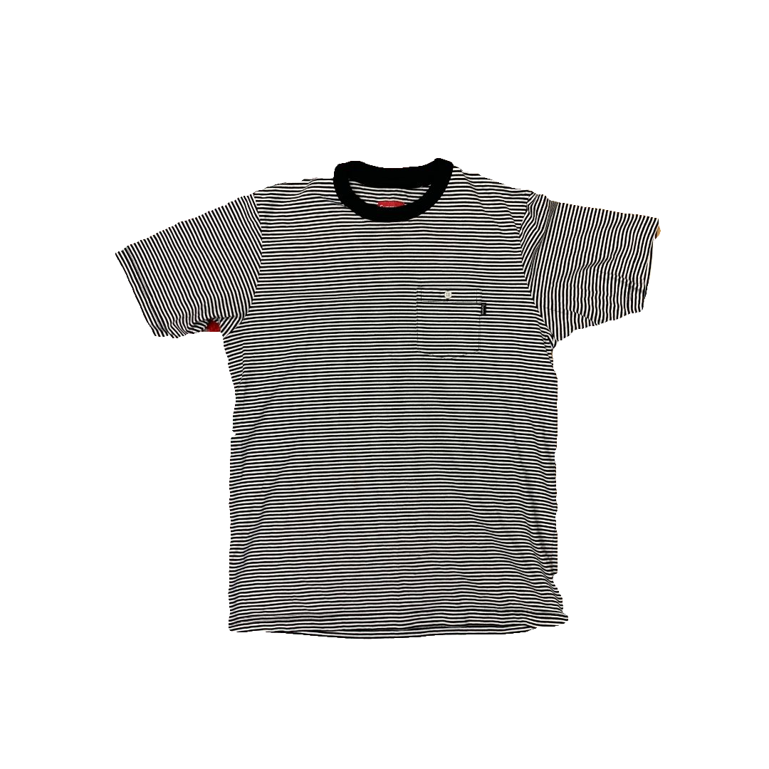 Supreme Thin Striped Pocket Tee - Black - Used
