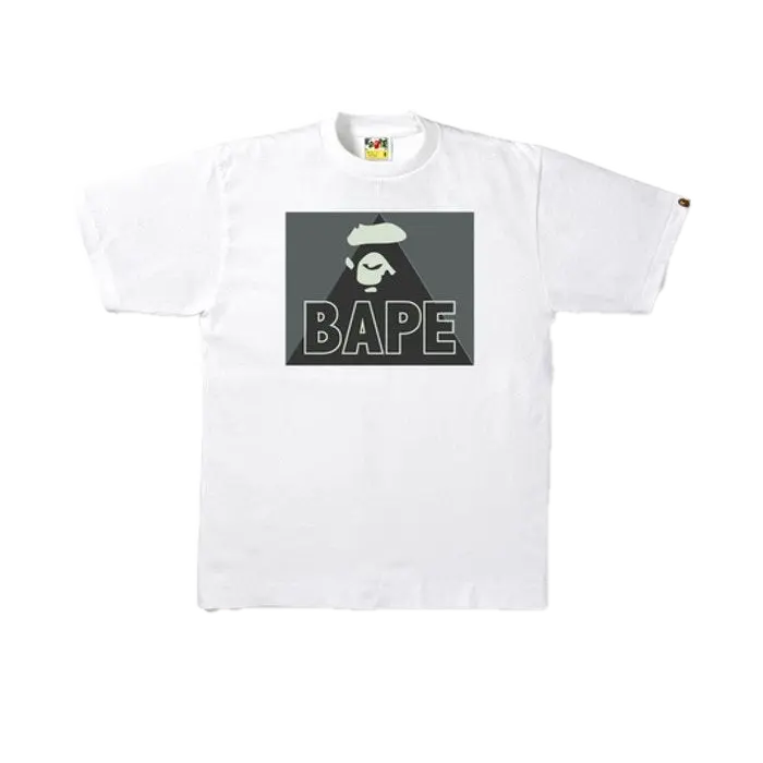 Bape Gid Ape Face In The Square Tee - White/Grey - Used Bape