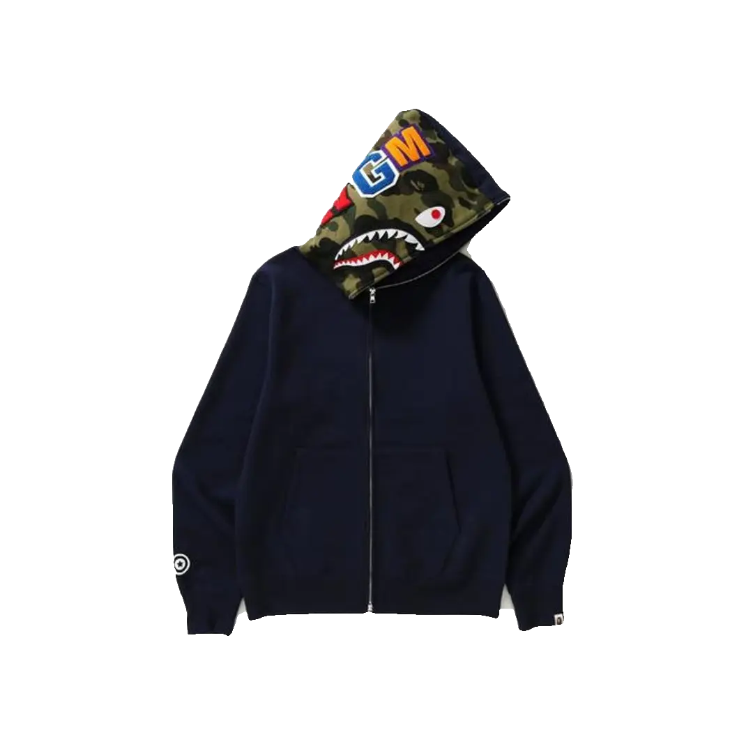 A Bathing Ape Shark Full Zip Hoodie - Navy Bape