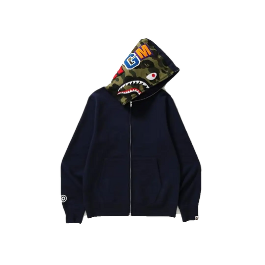 A Bathing Ape Shark Full Zip Hoodie - Navy Bape