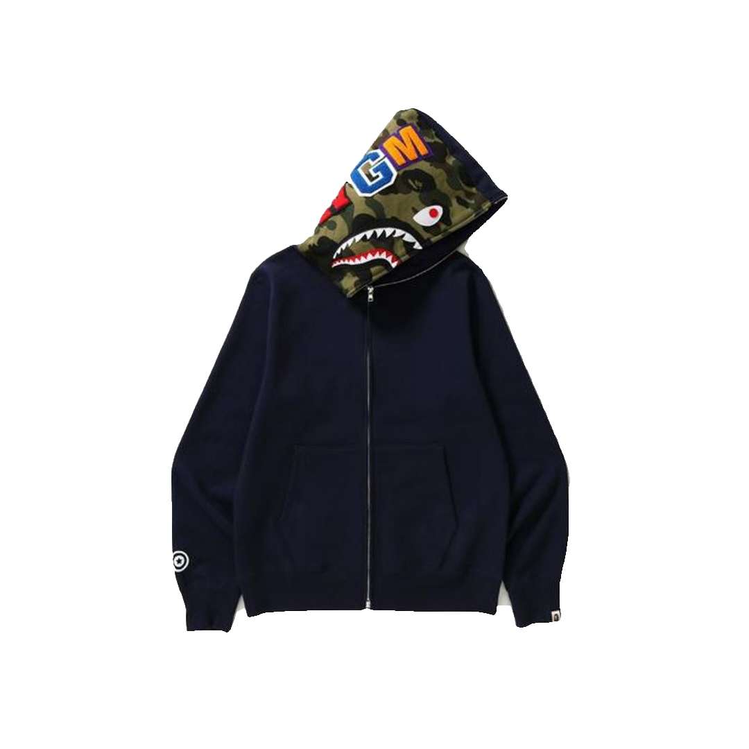 A Bathing Ape Shark Full Zip Hoodie - Navy