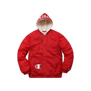 Supreme x Champion Sherpa Lined Hooded Jacket - Red Supreme