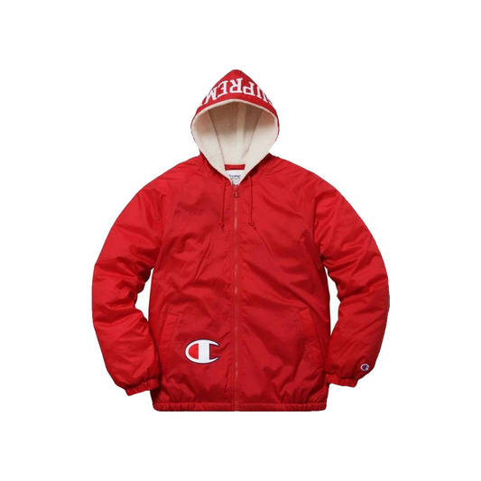 Supreme x Champion Sherpa Lined Hooded Jacket - Red