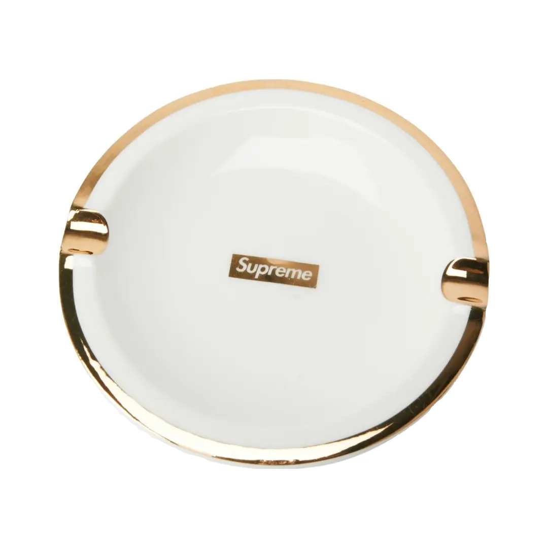Supreme Gold Trim Ceramic Ashtray - White - Used Supreme