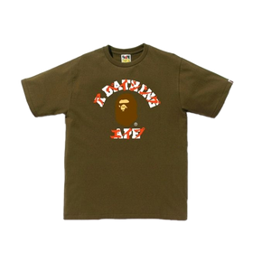 A Bathing Ape Katakana College Tee - Olive - Used