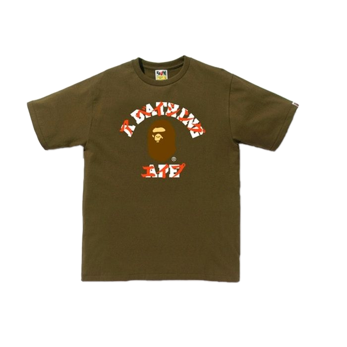 A Bathing Ape Katakana College Tee - Olive - Used