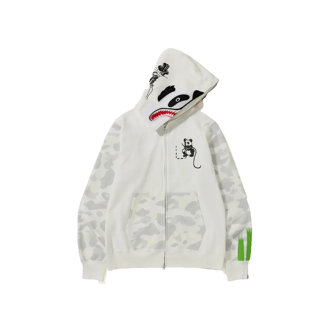 Bape City Camo Panda Full Zip Hoodie - White Bape