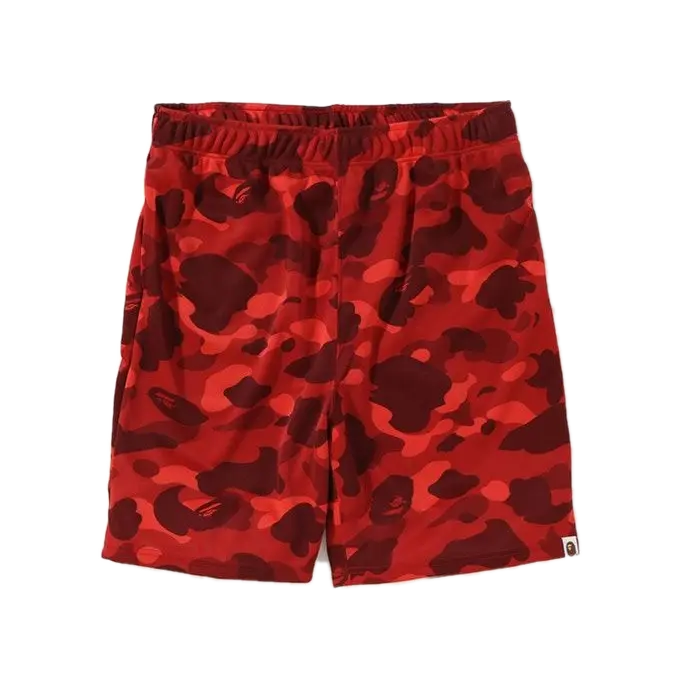 A Bathing Ape Color Camo Jersey Shorts - Red Bape