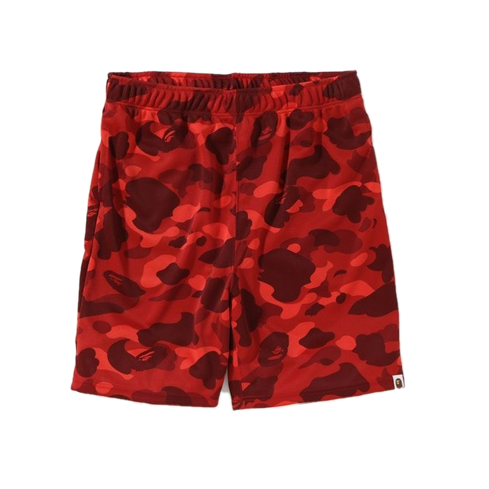 A Bathing Ape Color Camo Jersey Shorts - Red