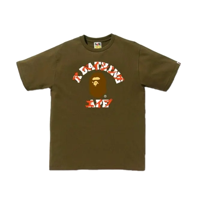 A Bathing Ape Katakana College Tee - Olive Bape
